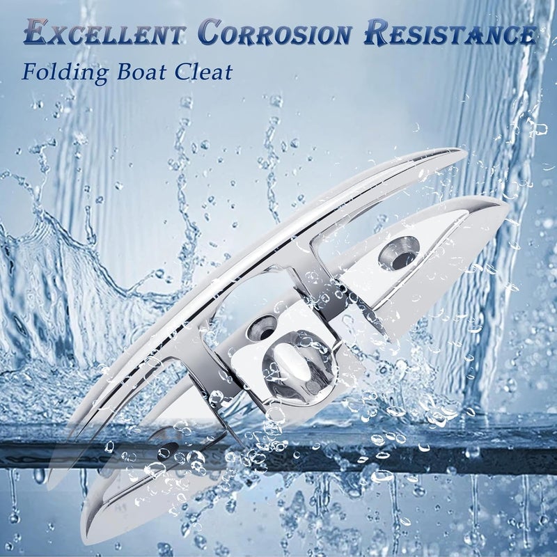 YANYUCB Boat Cleats 5''6''8 inch 316 Stainless Steel Boat Folding Cleats,Marine Grade Flip up Dock Cleat Folding Cleat Rope Cleat Boat Cleat for Boat Kayak with Fasteners - Image 5